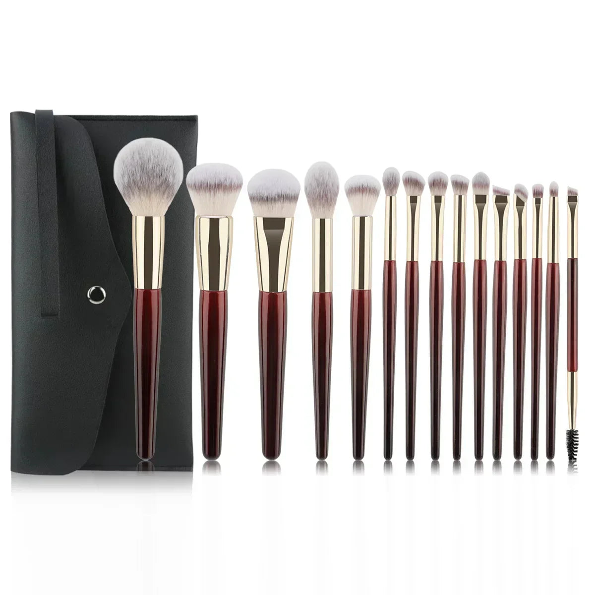 15 Professional Makeup Brushes Solid Wood Handle Aluminum Tube Makeup Brush Set Soft Multi-functional Beauty Tool