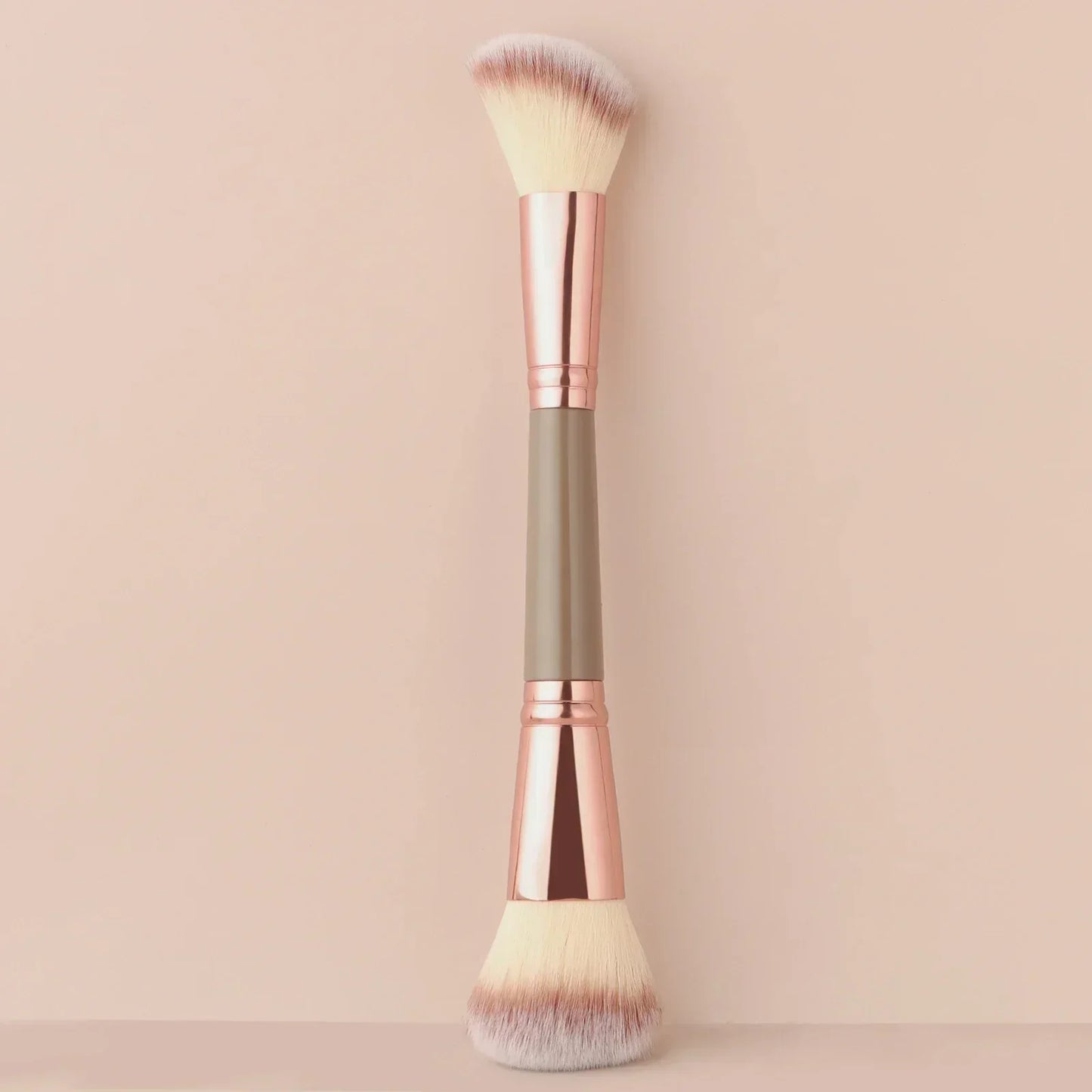 Single Dual-Ended Beauty Brush, Round Blush Brush + Large Powder Brush Soft Bristle Facial Makeup Tool